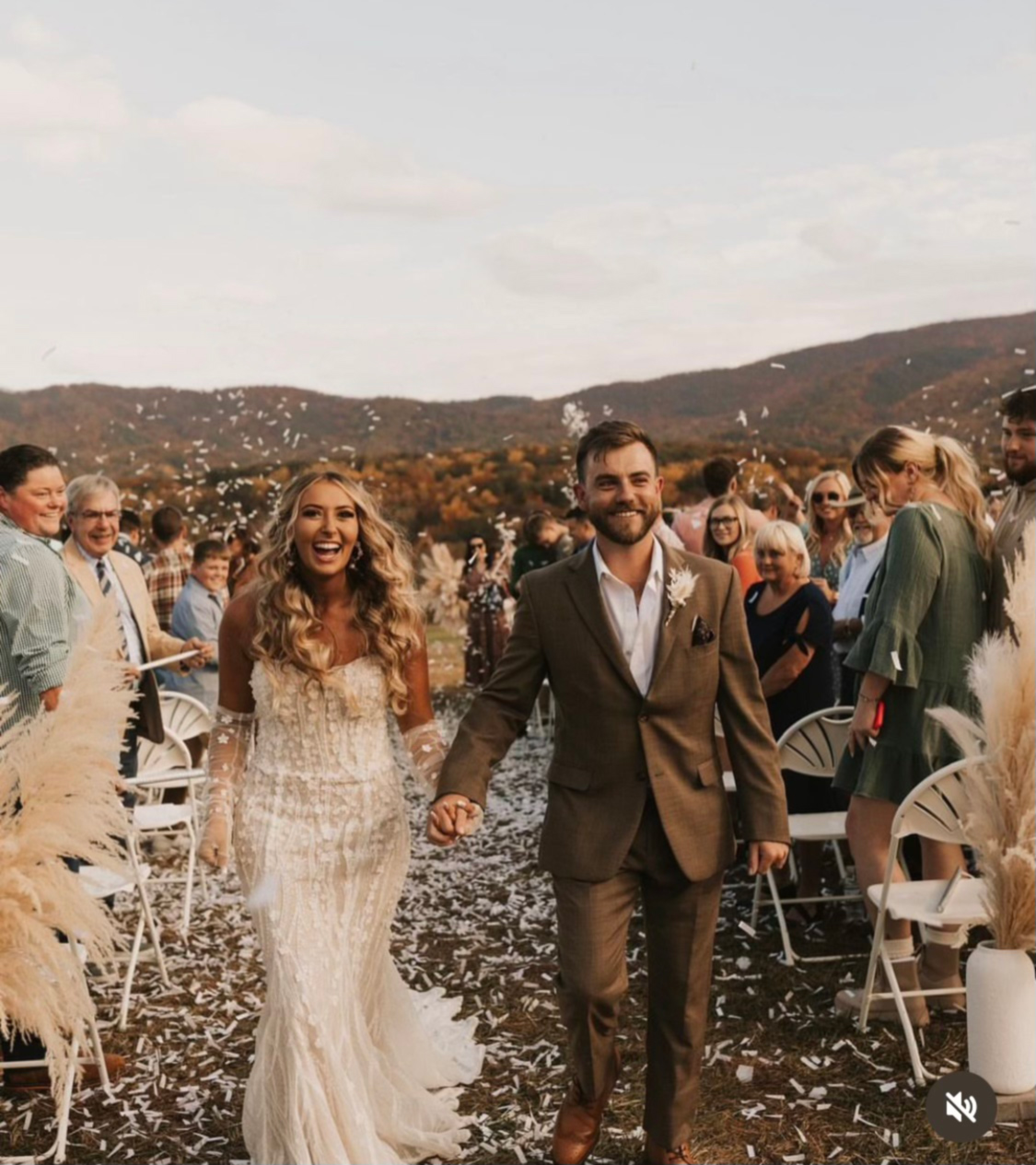 Wedding guests gathered at the estate